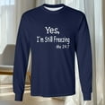 thumbnail image 6 of Feancey Casual Long Sleeve T Shirts for Men Yes I'm Still Freezing Letter Printed Tshirt Big and Tall Fashion Regular Fit Tee Shirt Crewneck Pullover Shirt Navy XL, 6 of 6