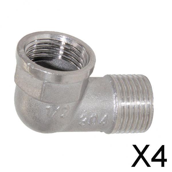 Paquete de 4-6 conectores acodados roscados de ángulo recto de doble extremo de 1/2 DN15 4 piezas