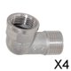 thumbnail image 1 of Paquete de 4-6 conectores acodados roscados de ángulo recto de doble extremo de 1/2 DN15 4 piezas, 1 of 7