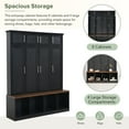 thumbnail image 3 of Euroco Versatile Hall Tree with 4 Hanging Hooks, Brown Wood Grain Bench, Entryway Cabinet with Open Compartments for Living Room and Hallway, 3 of 9