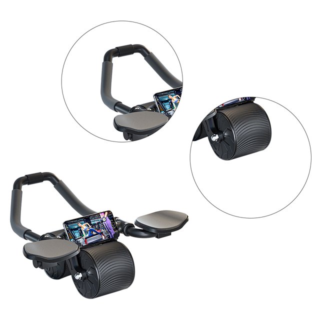 Rodillo de rueda AB Equipo de gimnasio en casa 2 en 1 rebote automático para entrenamiento de fuerza (negro)
