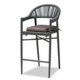 thumbnail image 3 of Home Square 3 Piece Rope and Metal Outdoor Bar Stool Set in Gray, 3 of 11
