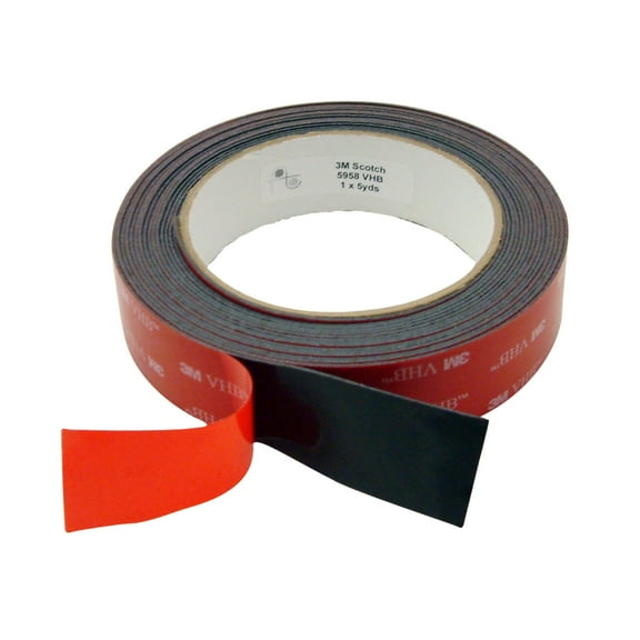 3M 5958FR VHB Tape [40 mil / flame retardant]: 1 in. x 15 ft. (Black)