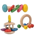 thumbnail image 1 of Baby Rattle Sets, Wooden 4Pcs   Rattles Sound Toys, For Newborn 3 + Years, 1 of 8