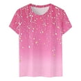 thumbnail image 4 of Women's T-Shirts Fashion Print Casual Point Sleeve Crew Neck Top for Everyday Wear, 4 of 4