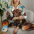thumbnail image 6 of Pajama Sets for Women 2 Pcs, Oil Painting Style Iceberg Yak Button Down Long Sleeve Sleepwear Lounge PJ Sets, 6 of 6