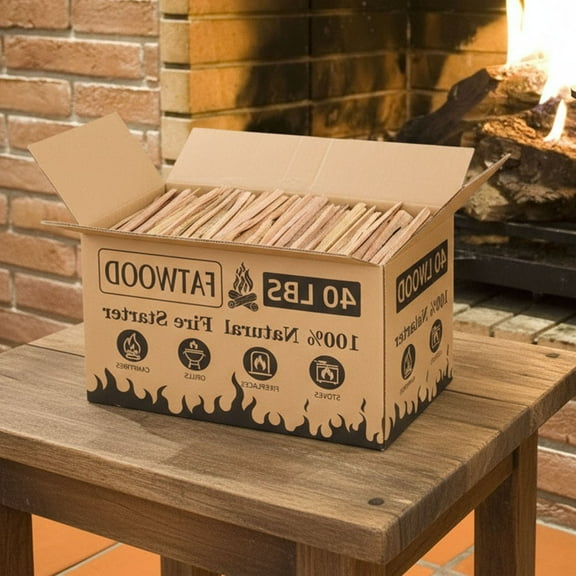 CQSXDA Natural Pine Fatwood Fire Starter Sticks 40 Lbs Kindling Wood for Campfire, Grill, Stove, and Fireplace