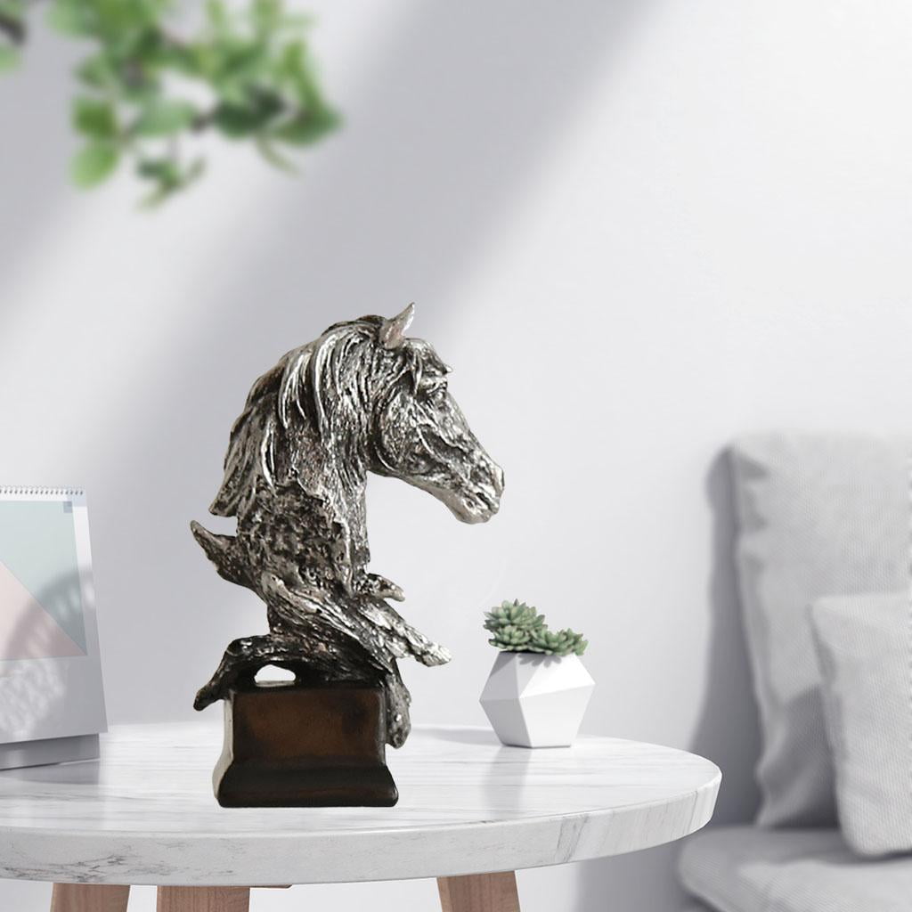 Country Retro Horse Head Statue Study Living Room Decor Desktop Table