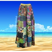 Womens Renaissance Maxi Skirt, Boho Fashion Nova, Khaki, Cotton, Summer, Grunge, Patchwork Gypsy Skirts S/M