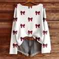 thumbnail image 2 of DHFJKG Long Sleeve Shirts For Women Sweaters Knit Pullover Ribbed Casual Loose Fit Crewneck Soft Blouse Bow Printed Stylish Tops, 2 of 3