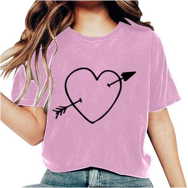 Kayannuo Love Heart Printed Womens Tees Clearance Valentine's Day T Shirts  for Women Womens Round Valentine Day Printed Short Sleeve Casual Loose Top  Short Sleeve Round Neck Top 
