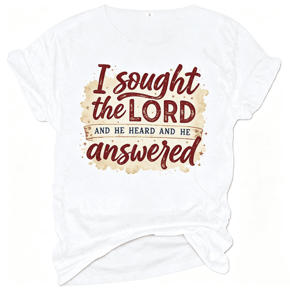 Women’s I Sought The Lord Faith Inspirational Graphic Short Sleeve T-Shirt