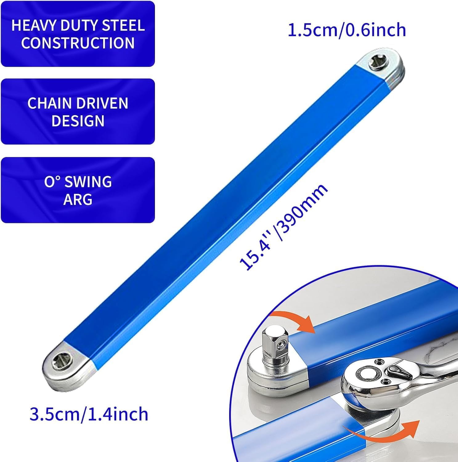 2026 New PRO Offset Extension Wrench, Pro Zero Offset Extension Wrench Impact, With 1/2",1/4" And 3/8" Square Drive Adapters,Wrench Extender Tool (2PCS)