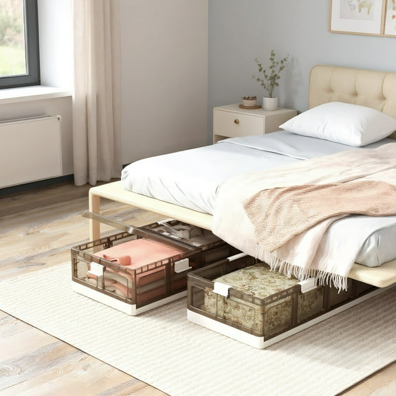 Resenkos 2 Pack Stackable Storage Containers Rolling Plastic Storage Bins