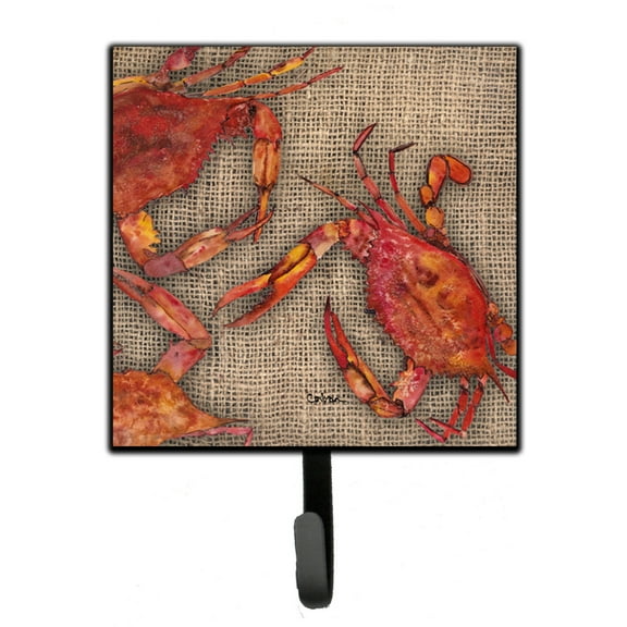 Carolines Treasures 8742SH4 Cooked Crabs on Faux Burlap Leash or Key Holder Single Hook multicolor