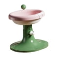 thumbnail image 3 of Comedero elevado para gatos, comedero para gatos con dibujos animados, protector para el cuello, cuenco de agua ajustable rosa y verde, 3 of 9
