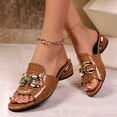 thumbnail image 4 of Xucatan Women's Croc Embossed Mule Slides, Open Toe Low Heel Slippers with Chunky Block Heel, Patent Faux Leather Casual Summer Sandals, Versatile Solid Color Design for Spring Daily Gift, 4 of 9