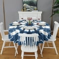 thumbnail image 2 of Blue Tie Dye Star Pattern Round Tablecloth 60"x60",Wrinkle Wipeable Table Cloth for Kitchen Dining Room Picnic Patio Party, 2 of 6