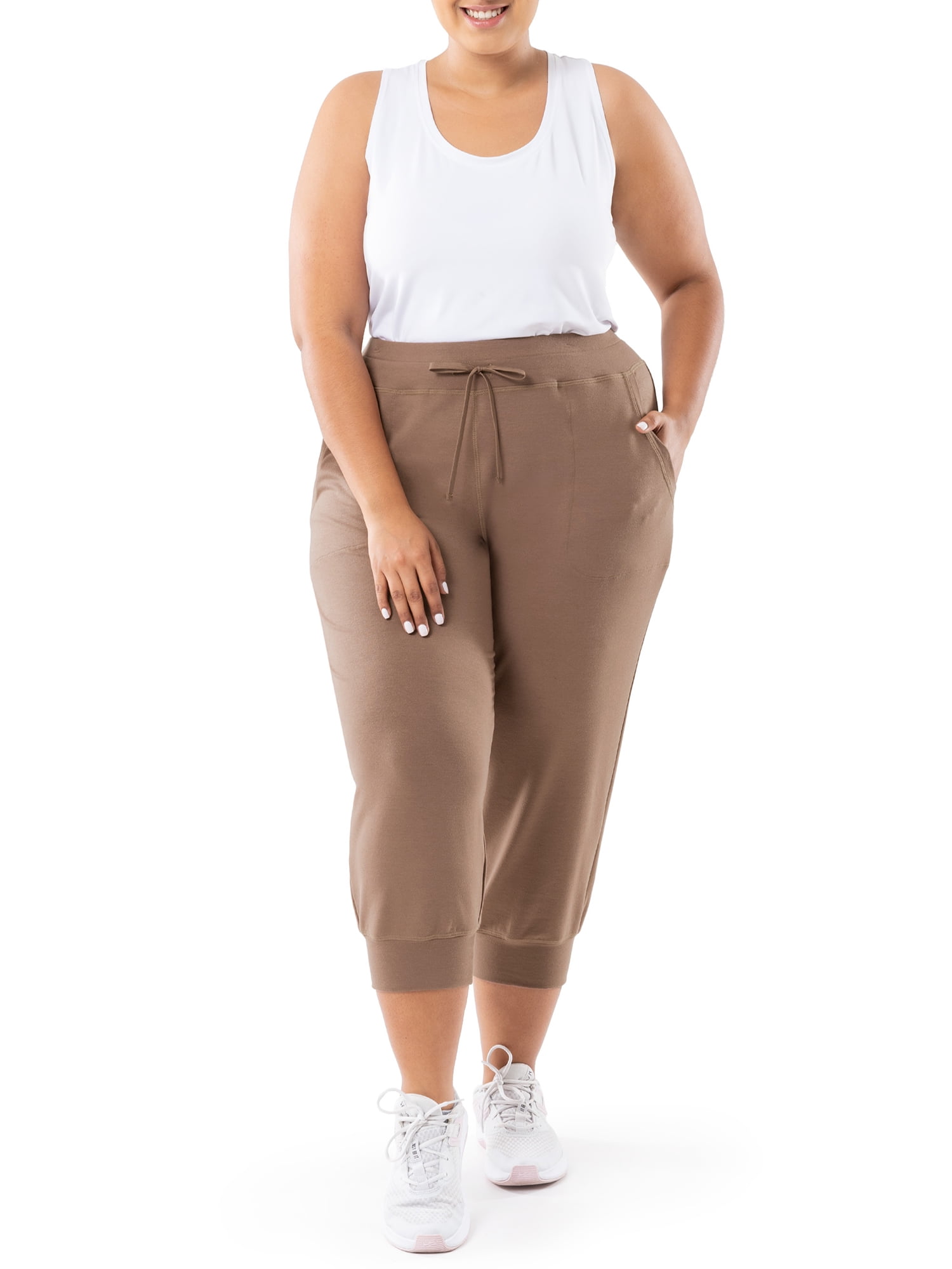Athletic Works Women's Plus French Terry Athleisure Capri
