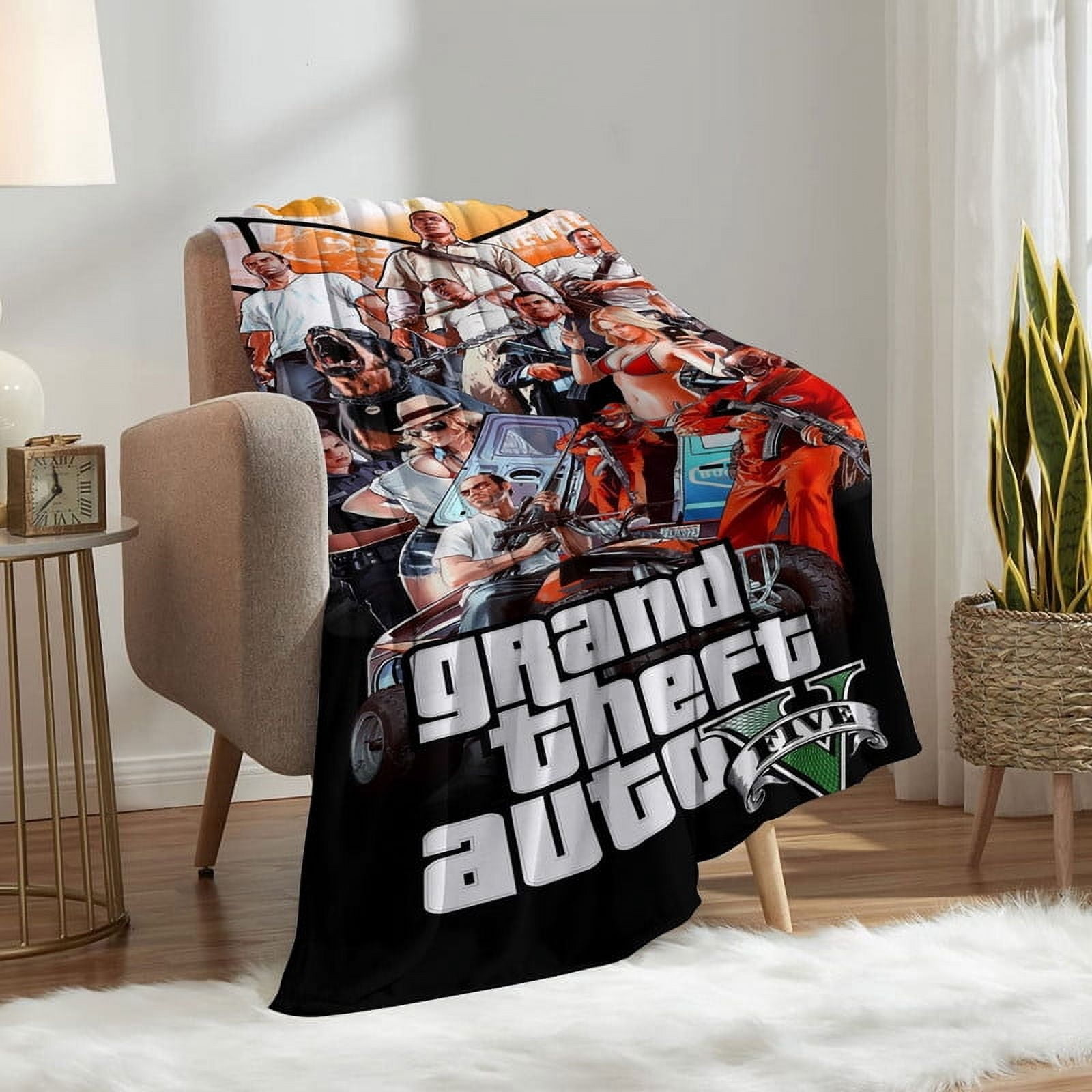Grand Theft Auto Gra5 Throw Blanket Gifts for Fans Lover Girls Boys Women Present Hoodie Him Bed 50"x60"