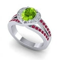 thumbnail image 2 of 2.35 Carat Oval Cut Peridot & Red Ruby Gemstone Stylish Ring for Birthday Present Solid 18K White Gold Size 11 by Diamond-Capitals, 2 of 8