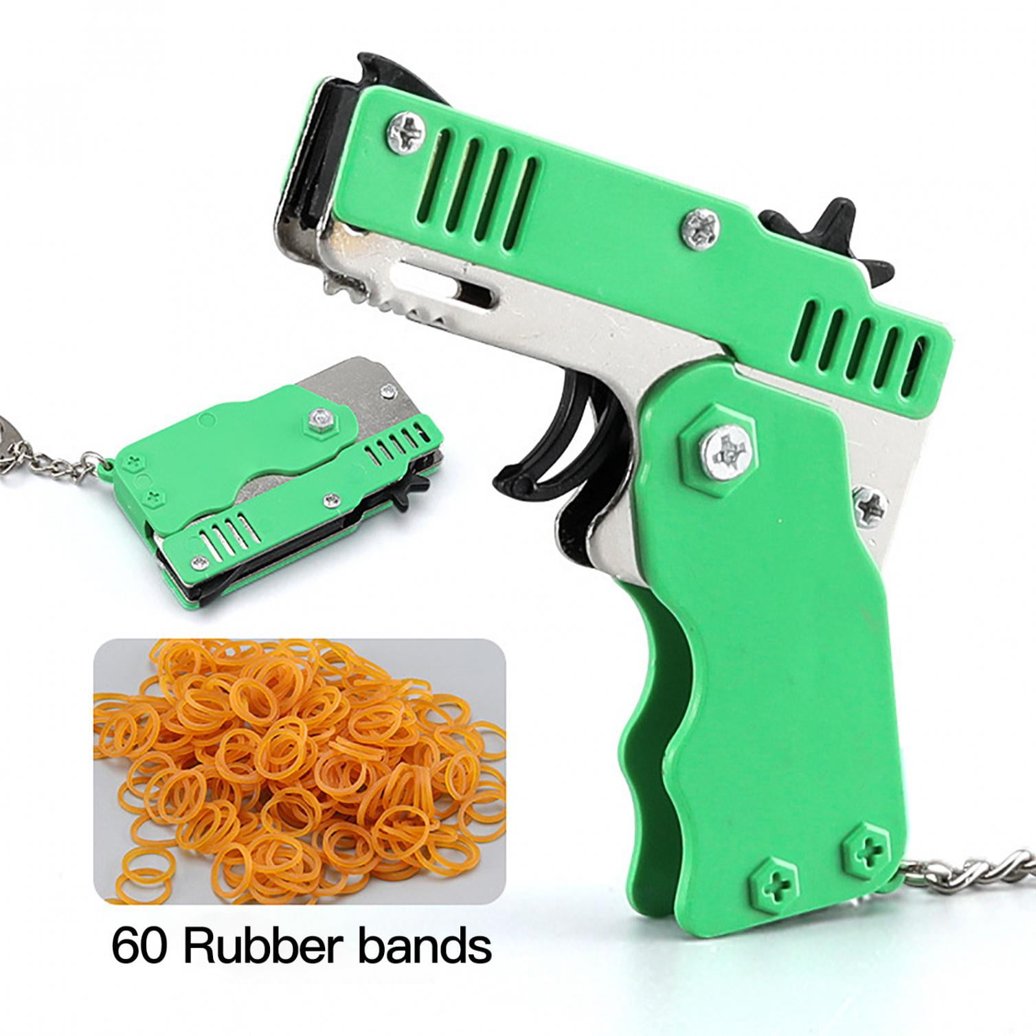 Wuztai Rubber Bands Toy Metal Foldable Shooting Toys Playing Rubber Band Kids Gift for Boys Girls Black