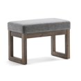 thumbnail image 1 of Pemberly Row 26" W Rectangle Footstool Ottoman Bench in Gray Linen Look Fabric, 1 of 7