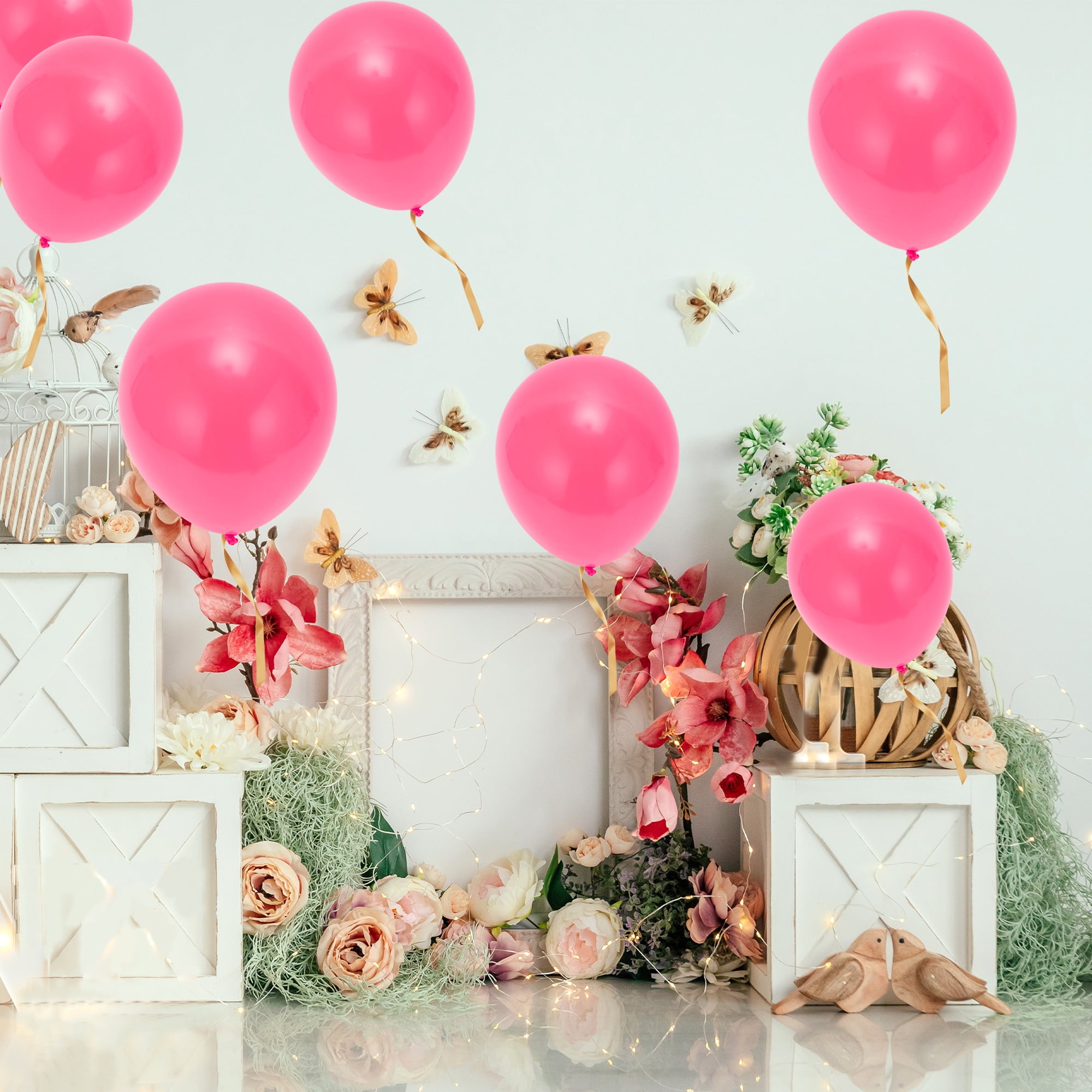 Unique Bargains 20Pcs Latex Party 10 Inch Helium Balloons Pink