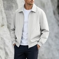 thumbnail image 2 of Jacket for Men Solid Color Long Sleeve Zip Up Regular Fit Casual Turn Collar Lightweight Breathable Daily Outdoor Travel Business Outerwear Coat Tops Beige,XXL, 2 of 9