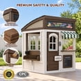 thumbnail image 4 of Auarte Outdoor Wooden Playhouse for Kids Ages 3+, DIY Themed Play House with Coffee Set, Cash Register, Bench, Wind Vane, Flip-Over Bench, Chalkboard, 4 of 11