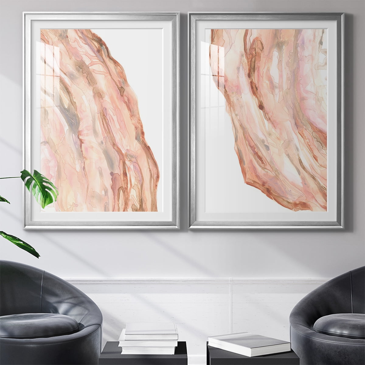 Wexford Home Rose Quartz I Premium Framed Print, 26.5" x 36.5" - Ready to Hang, Silver (Set of 2)