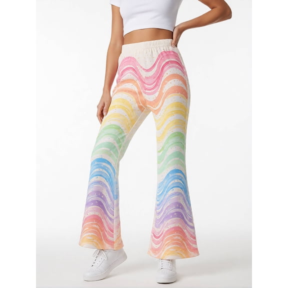 Girls Flare Pants, AI Digital Print Bell Bottoms,All-Season Sizes 3-13Y