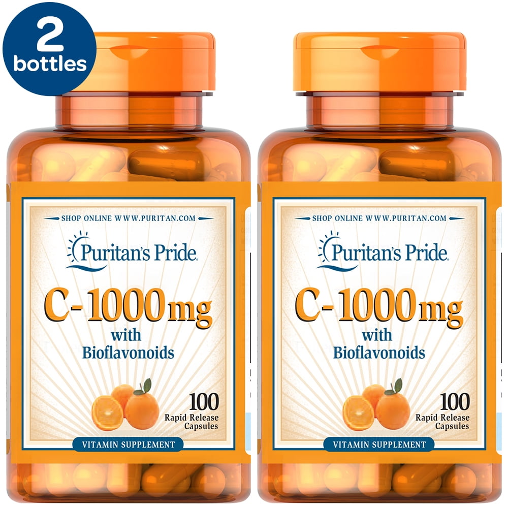 2 Pack - Puritan's Pride Vitamin C-1000 Mg with Bioflavonoids Capsules, 100 Count
