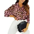 thumbnail image 1 of DYMADE Women Leopard Print Button Down Blouse Long Sleeved Casual Shirts, 1 of 2