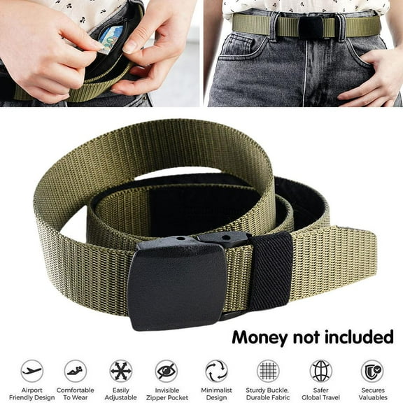SSKFHGI Black (Money Hiding Belt) 32mmpom Plastic Steel Buckle Nylon Belt For Women Outdoor Safety Multifunctional Anti-Theft Belt