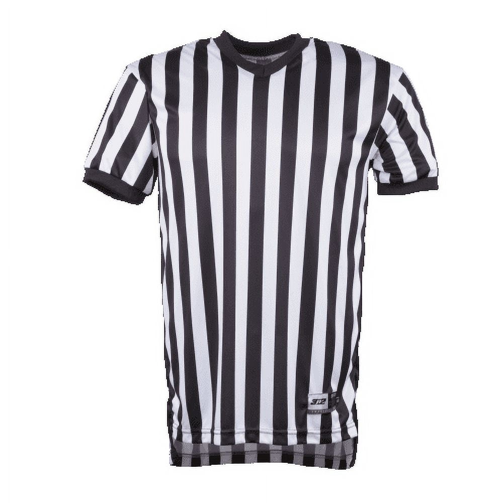 7000-XXXL V-Neck Referee Shirt Basketball, Black And White - 3 Extra Large