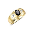 thumbnail image 3 of RYLOS Men's Rings Yellow Gold Plated Silver Classic 8X6MM Oval Gemstone &  Diamond Ring Onyx October Birthstone Rings For Man Silver Rings Size 10, 3 of 7