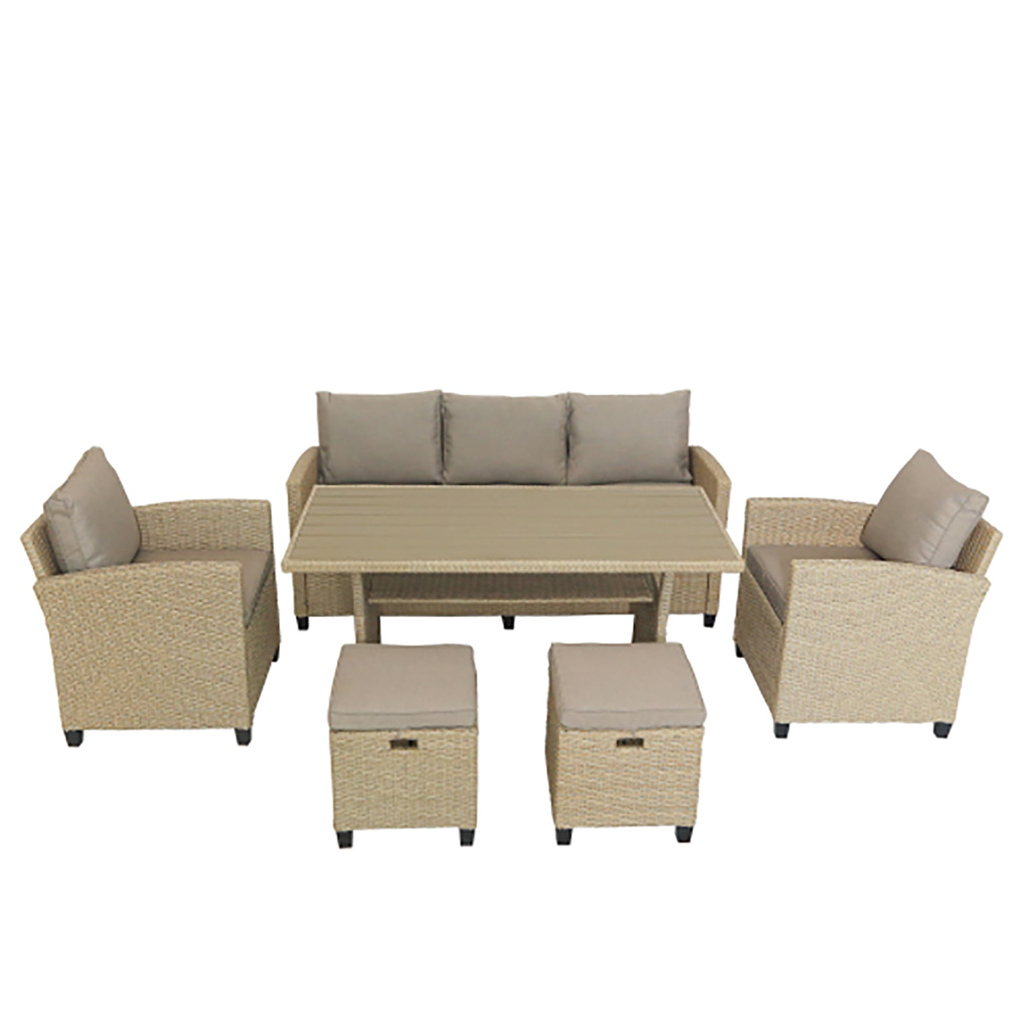 Kadyn Outdoor Patio Furniture Set, 6 Piece Combination Outdoor Patio Set Wicker Conversation Set Patio Sofa Table Set for Patio Backyard Lawn Porch Poolside Balcony, Brown Kadyn Outdoor Patio Furniture Set, 6 Piece Combination Outdoor Patio Set Wicker Conversation Set Patio Sofa Table Set for Patio Backyard Lawn Porch Poolside Balcony, Brown