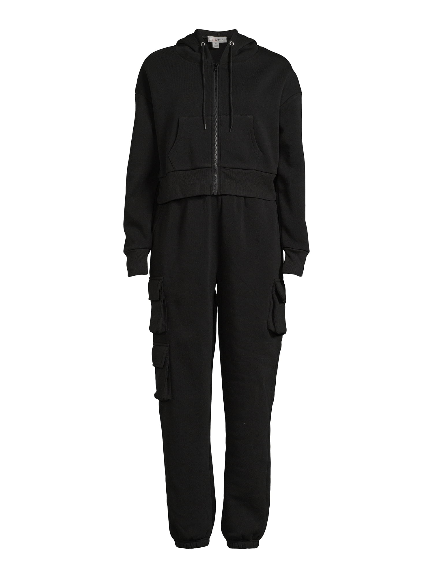 Liv & Lottie Juniors Cropped Hoodie and Cargo Jogger Pants Set, 2-Piece