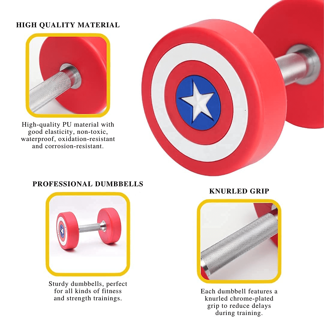 HAJEX Captain America Dumbbells Set Pairs of 5 kg 7.5 kg 10 kg 12.5 kg 15 kg 17.5 kg 22.5 kg Dumbbells in Set Walmart