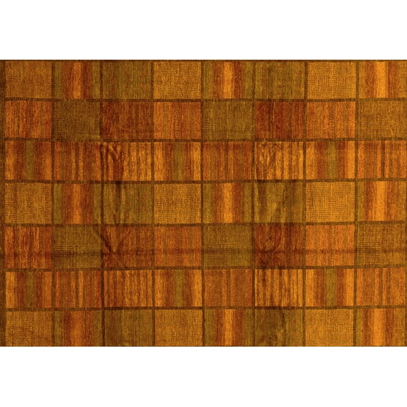 Ahgly Company Machine Washable Indoor Rectangle Abstract Yellow Modern Area Rugs, 6' x 9'