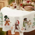 thumbnail image 2 of Christmas Tablecloth Snowman Christmas Snowflake Trees, Christmas Tablecloth Oval 60×84, Christmas Tablecloths for Oval Christmas Fabric Tablecloth for Dining Winter Christmas Decor, 2 of 6