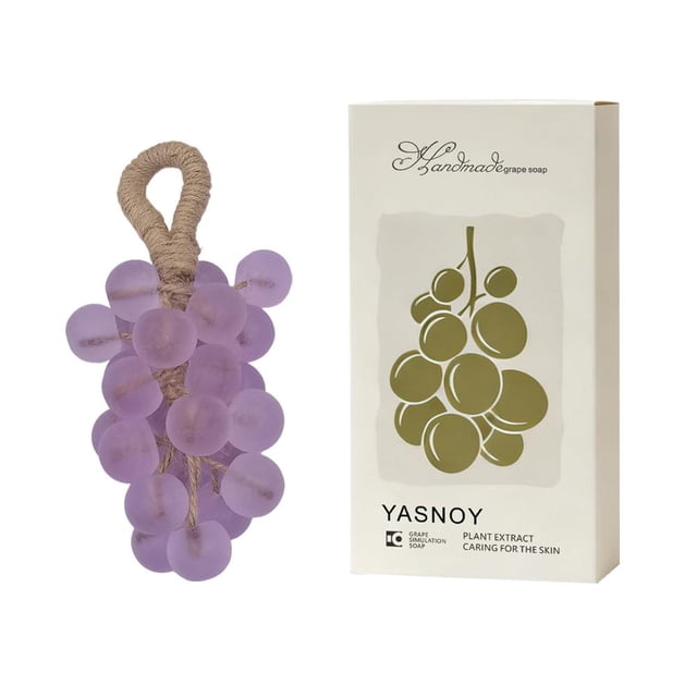 Handcrafted Grape Soap on a Rope w/Box-Crystal Grape Cluster and For Hand