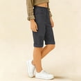 thumbnail image 4 of Kids Casual Solid Color Knee-Length Shorts, Elastic Waist Rolled Hem Bermuda Pants for Everyday Wear and Holiday Trips Dark Gray 170, 4 of 5