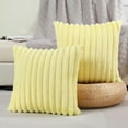 thumbnail image 1 of SURJDE Yellow Striped Decorative Throw Pillow Covers 24x24 Inch Set of 2,Square Fall Decorations Couch Euro Pillow Case,Soft Cozy Faux Rabbit & Velvet Back,Modern Home Decor for Bed, 1 of 6