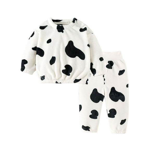 Fesfesfes Toddler Boy Outfits Childrens Pajamas Boys And Girls Small And Medium Children Thick Warm Velvet Home Clothes Set Baby Plush Pajamas