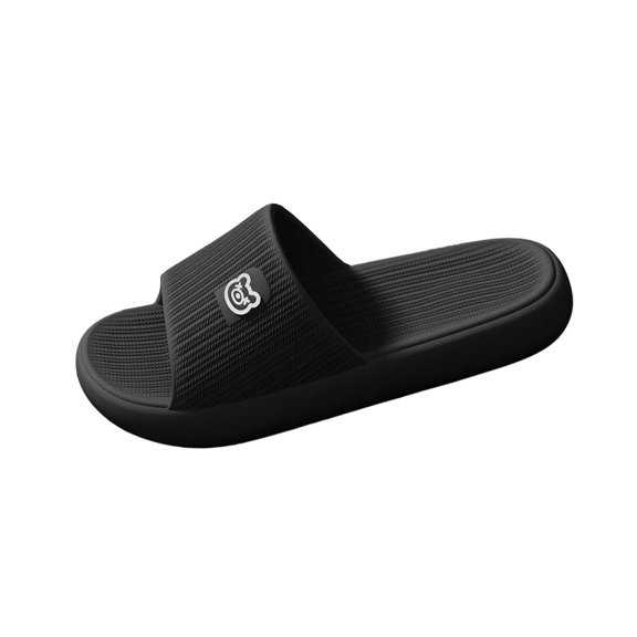 Wensltd Men Thick Sole Slippers Shower Bathroom Indoor Home Soft Cushioned Footbed Spring Summer Slippers Black