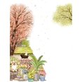 thumbnail image 5 of Calcomanías de pared con margaritas, flores, árboles, hojas verdes, enredaderas, gatos, para sala de estar, dormitorio, sofá, TV, fondo, arte decorativo (cerezo y corgi), 5 of 5