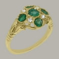 thumbnail image 2 of LBG British Made 9k Yellow Gold Natural Emerald & Diamond Womens Promise Ring - 33 size options - Size 4.5, 2 of 5