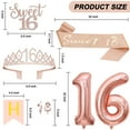 thumbnail image 4 of Sweet 16 Birthday Decorations for Girls Happy 16th Birthday Banner Cake Topper Balloons Sash and Tiara Rose Golden 16 Birthday Party Supplies for Girls, 4 of 6